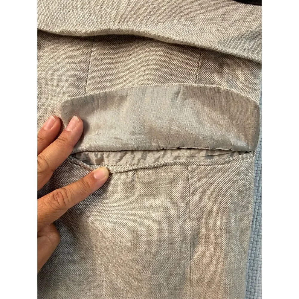Linen Sport Coat Blazer Elbow Patch Italy Preppy Fancy Jacket Summer Italian